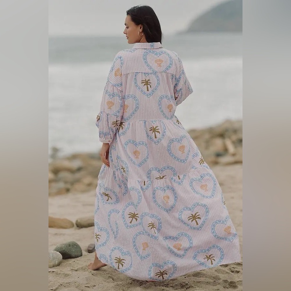 NWT Anthropologie Celandine The Carolita Printed Tiered Shirt Dress, Size L - Picture 2 of 6